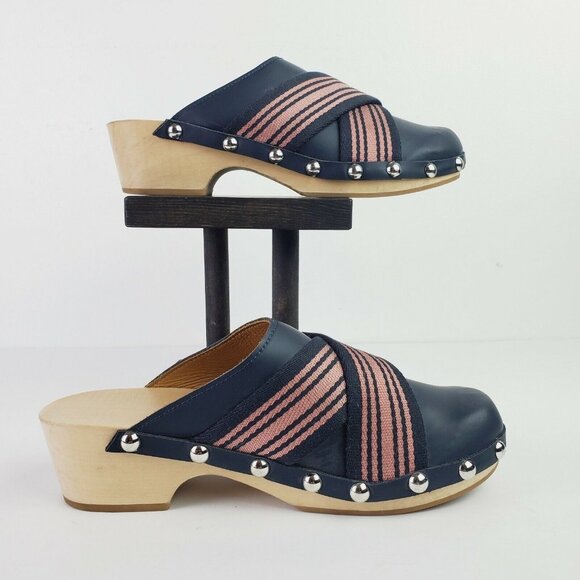 Hunter Women's Webbing Crisscross Blue Studded Clog Sz 7 SUPER CUTE! - Picture 4 of 9